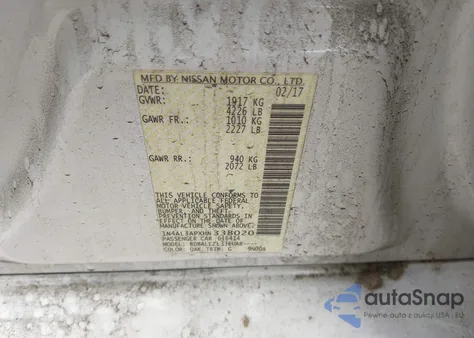 2017 Nissan Altima 2.5 S z USA, uszkodzony, nr VIN 1N4AL3APXHN338020